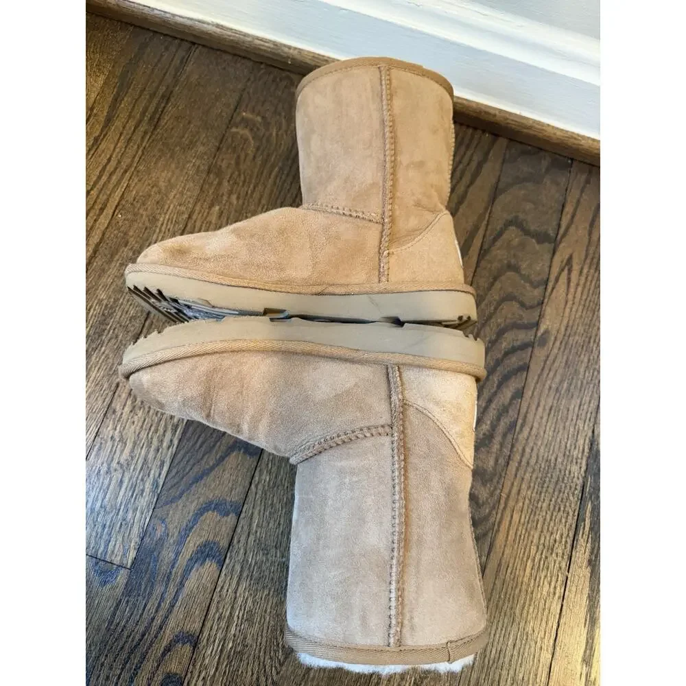 Ugg Classic Short Kids Boots Sz 1 Chestnut Brown Fur Lined